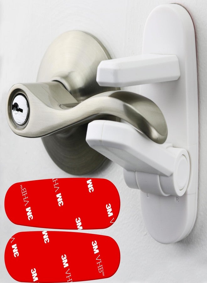Wappa Baby Baby Proof Door Handle Lever (2-Pack) with 2 Extra Adhesives – Easy 1-Hand Operation for Adults. Durable ABS with 3M Adhesive Backing. Simple Install Locks - Image 1